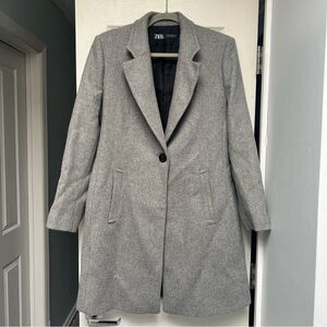 Zara Women's Classic Gray Trench Coat size Large